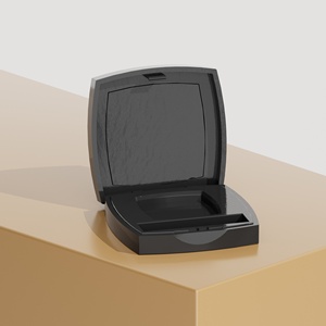 Estuche de Maquillaje Compacto Cuadrado 3G con Contorno, Negro Brillante, para Polvo de un Solo Color, con Compartimento para Brocha - Product Image 3