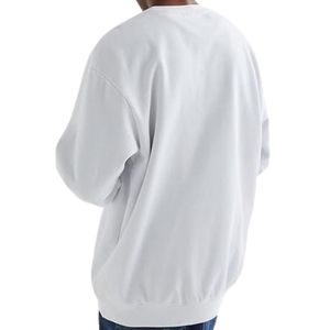 Sudadera de Felpa Gruesa Blanca Lisa con Hombros Caídos, Corte Holgado Estándar, Doble Costura y Cuello Redondo Liso - Product Image 3
