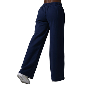 Women's Navy Blue Wide Leg Sweatpants Relaxed Fit Premium Fleece Lounge Pants Elastic Waist Casual Workout Everyday Sportswear - Product Image 2