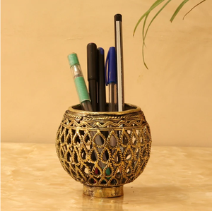 Portaplumas de latón único hecho a mano para tu hogar, organizador de escritorio para almacenamiento de artículos de papelería, artesanías a precio de mayoreo. - Product Image 4