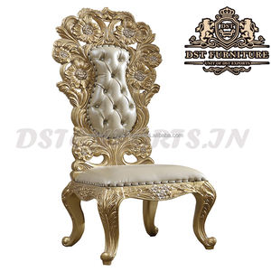 Juego de muebles de comedor de estilo barroco europeo, mesa de comedor dorada de lujo, Villa Real - Product Image 4