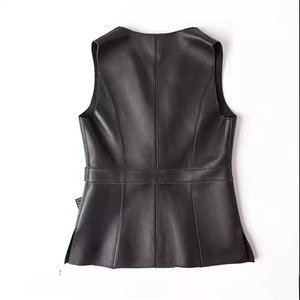 Chaleco de Cuero Genuino para Mujer, Estilo Motero, Impermeable, de Lona, Precio de Fábrica, para la Moda de Invierno - Product Image 3