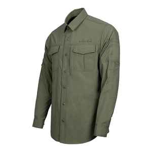 Chemise de chasse à manches longues pour homme, couleur vert olive, avec poches poitrine, vêtements d'extérieur - Product Image 3