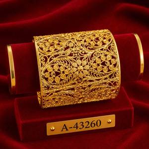 Geometric 10K Gold Zinc Alloy Bangles 24K Gold Plated Trendy Women's Wedding Zircon Jewelry Party Third Party Certified A-43048 - Product Image 2