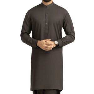 Shalwar Kameez Homme Traditionnel Musulman Marron Foncé Uni, Durable, Résistant à la Déchirure, Coutures Renforcées, Coupe Classique - Product Image 3