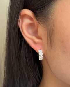 Oval Lab Diamond Huggie <b>Hoop</b> <b>Earrings</b> 14k 18k <b>Solid</b> Gold Prong Set Minimalist Bridal Wedding Luxury Classic Huggies Fine Jewelry - Product Image 5