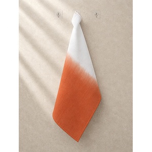 Essuie-tout de cuisine en lin dégradé orange |   Essuie-vaisselle en lin uni teint |   Serviette de cuisine en lin de qualité supérieure - Product Image 1