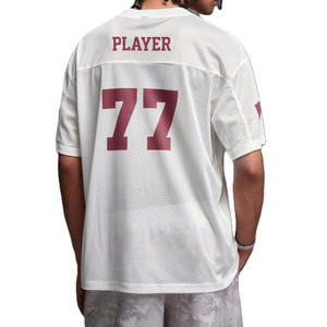 Maillot de football américain surdimensionné en maille 220 GSM, streetwear, col en V, impression de numéro personnalisée, marque privée, production en gros OEM - Product Image 3