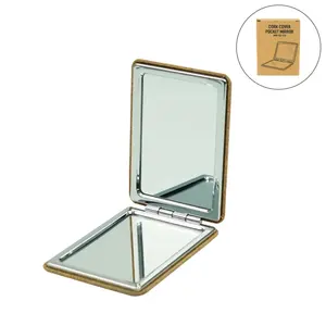 Miroir de poche rectangulaire moderne double face pliable avec finition liège, style compact prêt pour le voyage - Product Image 4