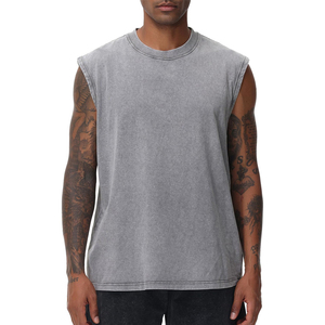 Polyester/Cotton Men's Eco-Friendly Breathable Quick Dry Vintage Style Fitness Tank Top Casual Sleeveless Gym Shirt - Product Image 1