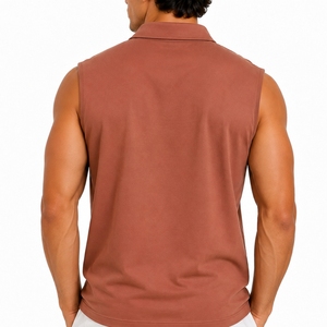 Men’s Sleeveless <b>Polo</b> <b>Shirt</b> Casual Top Relaxed Comfort Fit Clean Minimal Look Wear Lightweight Feel Smooth Fabric - Product Image 2