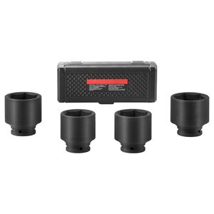 Set di chiavi a bussola a impatto da 1/2 pollice per dadi dell'asse a 6 punte, 4 pezzi, SAE, per mandrini di grandi dimensioni, attrezzo per riparazioni auto, in CR-MO trattato termicamente, con custodia. - Product Image 2