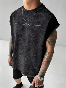 Washed Casual Style Tank Top for Men Local US Warehouse Gym Use with Memorial & Slogan Graphic Print 3 Colors Cheap Price - Product Image 3