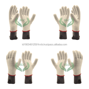 Gants de travail tricotés en fil de coton recyclé Optimal blanc antidérapant Protection des mains pour l'agriculture Sécurité accrue - Product Image 1