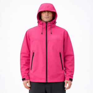 Chaqueta con Capucha Rosa Personalizada para Hombre, Impermeable, Ligera, Cortavientos, Ropa de Calle para Exteriores, Proveedor OEM al por Mayor, EE. UU. - Product Image 4