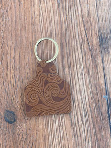 Nouveau fait à la main Western élégant en cuir gaufré porte-clés porte-clés imprimé floral porte-clés personnalisés en cuir véritable porte-clés - Product Image 5