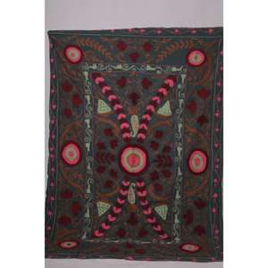 Vintage Handmade Embroidered Kantha Suzani <b>Quilt</b> Eco-Friendly Washable All-Season Cotton Floral Boho Bedspread Indian <b>Throw</b> - Product Image 2