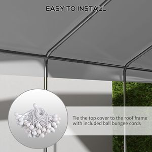 Abri de voiture 6m x 3m résistant aux UV, couverture de garage pour une ou deux voitures avec cordons élastiques - Blanc - Product Image 5