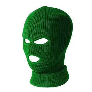 Green Knitted Balaclava Full Face Mask Unisex Adult Outdoor Wear Adjustable Head Circumference 100% Polyester Material Image - Product Image 1