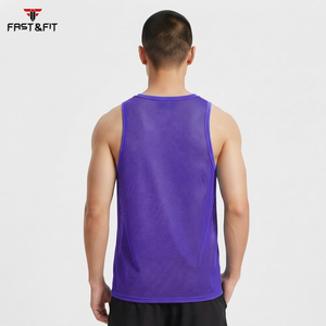 Factory Price Breathable Plain Dyed Men Sports Mesh Sleeveless Mesh <b>Singlets</b> for Men Transparent Vest for Sale - Product Image 2