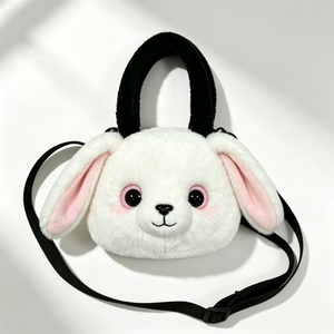 Sac à main personnalisé en forme de lapin blanc à oreilles tombantes, sac à bandoulière en peluche pour enfants, sac à bandoulière en peluche lapin, sac à main en peluche mignon avec visage de lapin - Product Image 2