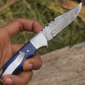 Damascus Steel Folding Knife Handmade Pattern Steel Compact Pocket Knife Outdoor <b>Camping</b> Hiking Fishing Travel Utility <b>Tool</b> - Product Image 5