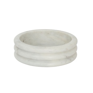 Luxury <b>White</b> Marble Ring Design Bowl Premium Handmade Stone Serving Bowl Layered Decorative Bowl for <b>Dining</b> <b>Table</b> Kitchen Home - Product Image 1