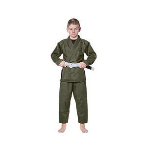 Black BJJ Kimono Men's Regular Fit Cotton Judo Gi with Brown Stitching and <b>Red</b> <b>Belt</b> Tip Sports UnifoRM - Product Image 3