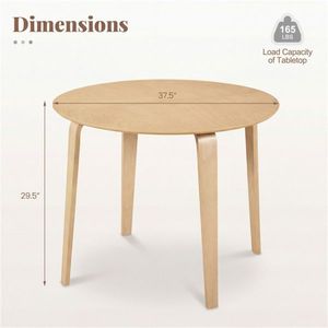 <b>Solid</b> Rubber <b>Wood</b> Legs 37.5\" Round Dining <b>Table</b> for 4 People Natural Color - Product Image 4