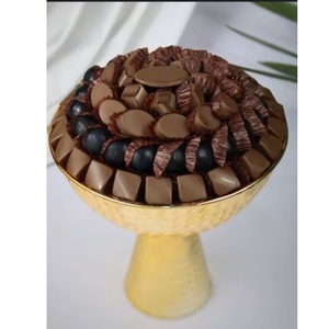 Artículo Decorativo de Mesa, Tazón de Metal para Servir Alimentos, Tallado a Mano, Acabado en Oro, Tazón Único para Chocolate - Product Image 1