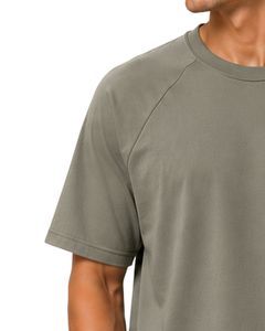 เสื้อยืดแขนสั้นคอกลมสีเขียวมะกอกทรงแร็กแลนเรียบง่ายสไตล์ลำลองสตรีทแวร์โลโก้สั่งทำได้ทรงโอเวอร์ไซส์แฟชั่นเนื้อผ้านุ่มพรีเมียมสำหรับฤดูร้อน - Product Image 3