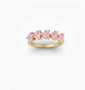 14K Solid Gold <b>Heart</b> Natural <b>Pink</b> Sapphire Half Eternity Luxury Wedding Anniversary & Party <b>Ring</b> - Product Image 2