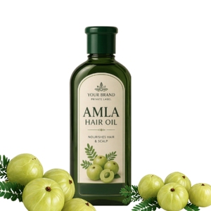 Huile capillaire Amla en marque privée OEM, nourrissante et hydratante, ingrédients biologiques, prix de gros, fournisseurs en vrac - Product Image 1