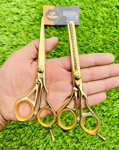 Professional Gold Hair Cutting Scissors Set Thinning <b>Shears</b> Stainless Steel Sharp Blade Right Handed Salon <b>Tools</b> - Product Image 1