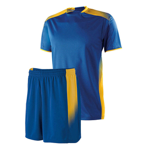 Conjunto de Camiseta de Fútbol Unisex Azul y Amarillo, Cuello Redondo, Manga Corta, Impresión por Transferencia de Calor, Poliéster que Absorbe la Humedad, Nombre del Equipo Personalizado - Product Image 4