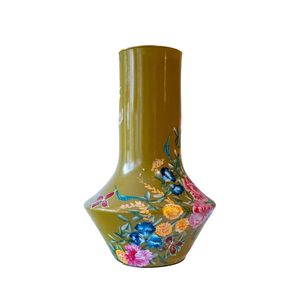 Vase décoratif en métal, peint à la main, motif colibri, pièce d'accentuation florale pour mariage, événement, table, décoration intérieure. - Product Image 5