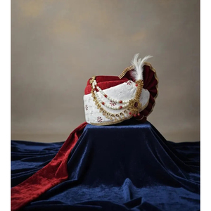 Élégant pagdi multicolore Kundan Polki pour marié, bijoux de mode Safa Kilangi pour homme, turban Safa Kilangi pour mariage - Product Image 3