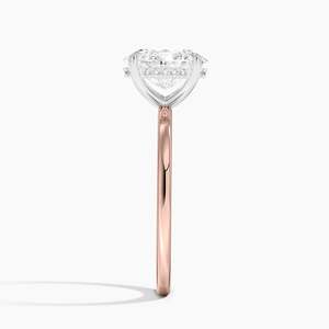 Bague de fiançailles solitaire en moissanite taille ovale, or rose 14 carats, bague de mariée classique - Product Image 6