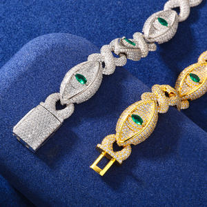 Pulsera de Plata 925 de Lujo para Mujer con Diseño de Ojo y Cristal Verde, Cadena con Microincrustaciones, para Uso Diario - Product Image 2