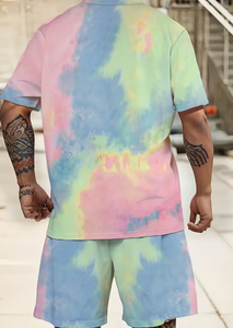Men's Marble Print Short <b>Sleeve</b> T-Shirt and <b>Board</b> Shorts Set Sport Outfit Elastic Waist Breathable Polyester/Cotton Quick Dry - Product Image 6