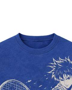 Camiseta Gráfica de Tenis Anime Azul para Hombre, Algodón Oversize, Estilo Urbano, Estampada, Casual de Verano, Fabricante OEM Personalizado - Product Image 5