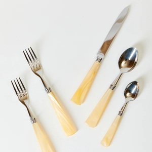 Elegant Metal <b>Flatware</b> Set With Mother Of Pearl Handles Mirror Polish Dishwasher Safe For Wedding And Home Use - Product Image 2
