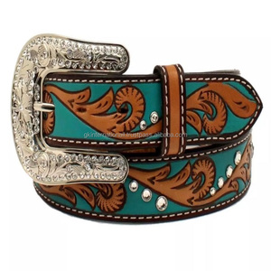 เข็มขัดหนังคาวบอยสำหรับผู้ชายเข็มขัดหนังสไตล์ตะวันตกสลักลายบนผิวนูนสำหรับงานตามสั่ง - Product Image 2