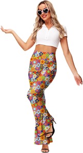 Pantalon de détente ample taille mi-haute pour femme, coupe large, avec fermeture boutonnée, taille élastique, en toile respirante et écologique, idéal pour le bureau - Product Image 6