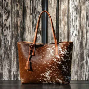 Sac fourre-tout de luxe en cuir véritable avec broderie et fermeture éclair unie, sac à main tendance pour femme LHTB-0019 - Product Image 6