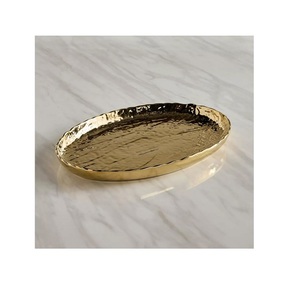 Juego de 3 bandejas de servir de diferentes tamaños, último diseño, bandeja de acero inoxidable para dátiles y frutas con asas de resina, en venta. - Product Image 3