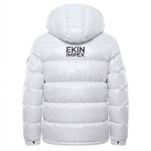 2026 Trending Pearl <b>White</b> Shiny Nylon Puffer <b>Jacket</b> Women <b>Men</b> Winter Thick Hooded Down Parka Coat Custom Logo OEM ODM Manufactur - Product Image 2