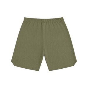 Men's Olive Green 100% Polyester Sports Bermuda Shorts Elastic Waist Mid Rise Reflective <b>Strips</b> Lightweight Breathable <b>Fabric</b> - Product Image 6