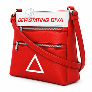 Delta |   Sigma |   Sac bandoulière messager en cuir PU rouge Theta avec deux poches zippées, sangle réglable et emblème lettre grecque - Product Image 2