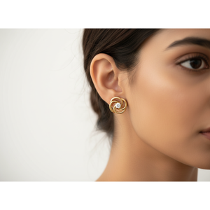 Pendientes de Diamantes en Oro Amarillo para Mujer, Corte Brillante Redondo, Diseño Clásico, Uso Diario, Regalo de Boda para Ella, Personalizables - Product Image 2